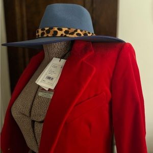 THEORY Bright Red Velvet Cinched Blazer